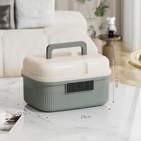 Lockable Password Lock Safe Box Two Layers Large Capacity Storage Bin Portable Thickened Cash Jewelry Organizer for Home Office