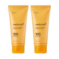 Medicube Kojic Acid Turmeric Vita Brightening Whip Foam Cleanser, Deep Pore Clarifying Wash, 120ml (2-Pack + 2 Bonus Mask Sheets)