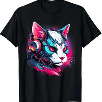 Cyborg Cyberpunk Cat Cybernetic Cat unisex unisex Kids T-Shirt S įvairiaspalvis