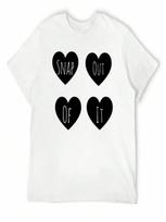 Snap Out Of It Heart Sticker Packet Black T-Shirt Anime T-Shirt Graphic T Shirts Plain White T Shirts unisex S įvairiaspalvis