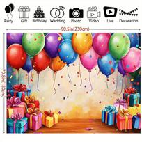 2D Vibrant Party Balloon Confetti Backdrop Photography Background Banner 47.2x31.5inch/120*80cm