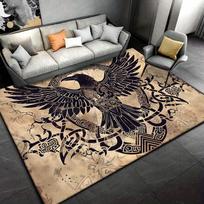 Viking Raven Crest Area Rug - Mat for Living Room, Bedroom, Office, Home Decor for Viking Fans 50x80cm