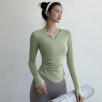Season nude quick-drying yoga clothes female slim slim and thin breathable running sports T-shirt training fitness long-sleeved top S