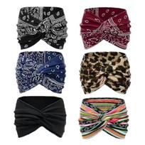 6Pcs Headband Paisley Pattern Wide Brim Twist Design Stretchy Headband Soft Fabric Breathable Hairband Daily Wear 6pcs