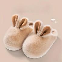 Fashion Women Winter Warm Home Fur Slippers Feamle Indoor Home Rabbit Shoe Furry Ears Indoor Bedroom Flat Heels Fluffy Slippers Footwear 36-37 chaki