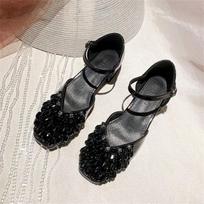 Aukštos kokybės kalnų krištolo moteriški batai 3CM žemu kulnu Moteriški sekliomis nosimis Retro Mary Janes batai Moteriški patogūs loaferiai 34