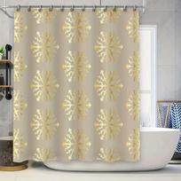 Luxury Golden Damask Shower Curtain Modern Bathroom Decor with White, Gold Silver Colors for Home Bathrooms 90x180cm