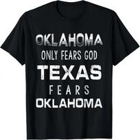 Funny Vintage Oklahoma Only Fears God Texas Fears Oklahoma T-Shirt S juoda