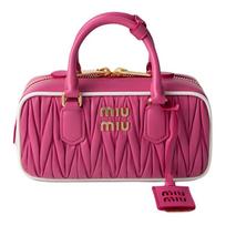 Miu Miu Arcadie Matelassé Nappa Metal Letter Logo Zipper Closure Lambskin Shoulder Crossbody Handbag Small Women handbag Cherry-Red 5BB142_2IBS_V_OON Basic Set (Bag+Dust Bag)