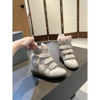 Men Women Casual Sports Shoes Velcro Invisible Inner Height Increasing Women's Wedge Heel Color Matching Genuine Leather High top 40