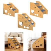 Cat Stairs Ladder Wooden Pet Dog Ramp Non Slip Steps Foldable Stairs for Small Dogs Cats Bed Sofa 2 Layers