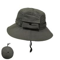 Fashion Foldable Bucket Hat Sun Protection Anti-UV Sunscreen Cap With Storage Bag Waterproof Sunhats Summer žalia