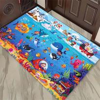 Ocean Shell & Octopus Print Doormat, Non-Slip Entrance Floor Mat with Colorful Underwater Seascape, Indoor Rug for Sea Lovers 40x60cm( 15x23in )