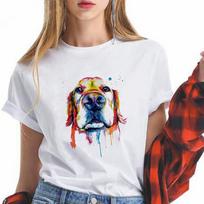 Watercolor Husky Printed T Shirts Funny Cute Graphic Women Top Tumblr Fashion Casual Clothing Ulzzang Streetwear 3XL