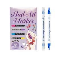 Dual Tip Nail Art Marker Set Water Based Non Fading Quick Drying Nail Design Pen Kit for DIY Nail Decoration and Drawing 10 Pack One Size