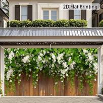 2D Floral Garage Door Backdrop Photography Background Banner 47.2x31.5inch/120*80cm