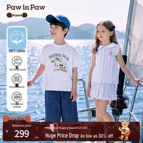 PawinPaw Girls' Cartoon Bear Sleeveless Shirt 130 mėlyna