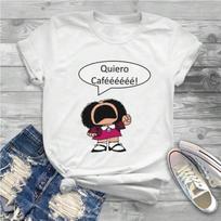 CoffeeCoffee Sweet Girls Wounisex T-Shirt Mafalda Cartoon Blusas Harajuku Casual Short Sleeve Vintage Tops S įvairiaspalvis