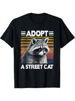 Adopt A Street Cat Watercolor Raccoon T-Shirt S įvairiaspalvis