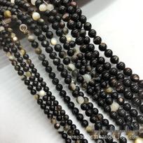 4mm Black Mother-of-Pearl Round Beads - Natural Australian Sea Shell Loose Beads for Jewelry Making