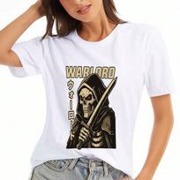 Warlord Skull unisex's Cotton T Shirt, Premium Cotton Graphic Print, Durable, Casual And Fashionable. Grim Reaper With Sword Stylish Tee, Perfect For S įvairiaspalvis