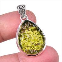 Natural Moldavite Gemstone Handmade 925 Solid Sterling Silver Pendant 1.50  b3D72