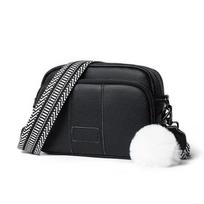 Genuine Leather Messenger Bag Women Fashion Style Female Handbag With Wide Shoulder Strap Luxury Hair Bulb Crossbody Sac AVE 21cm 8cm 15cm juoda