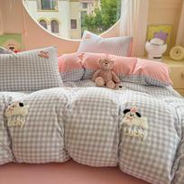 Rankšluostis Siuvinėtas Paklodė Antklodės užvalkalas Lova 4 vnt. Komplektas Skalbta Medvilnė Studentų Trijų dalių Komplektas Patalynė 1.5*2msingle quilt cover