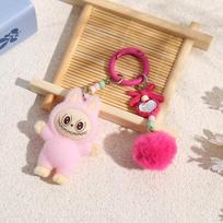 Flocking Rag Pendant Keychain Small Doll Plush Tide Play Student Couple Bag Pendant Mobile Phone Chain 5.1*3.8