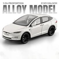 NAUJAS 1/24 2025 Tesla Model X lydinio automobilio modelis Diecasts metalinis automobilio modelis Simuliacija su garsu ir šviesa Kolekcija Vaikams žaislas dovanų balta