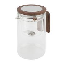 Water Separation Glass Teapot with Strainer 800ml Clear Tea Pot with Wooden Handle Secure Lid Magnetic Switch L