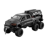 Didelis dydis 1/24 Dodge Mammoth 6x6 visureigis pikapas Vaikų žaislinis automobilis Modeliavimo lydinio automobilio modelio ornamentas Berniuko dovana juoda