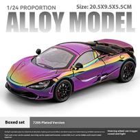 1/24 Lydinio liejimo McLaren Padengta versija 720S Sportinio automobilio modelis Simuliacinis garsas ir šviesa Traukiamas Vaikų žaislai Kolekcija Berniuko dovana violetinė