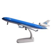 1/300 mastelis 20CM KLM McDonnell Douglas MD-11 lėktuvo modelis Plokštuma Lėktuvas Metalinis lietas Lėktuvai Kolekcionuojami Dovanos mėlyna