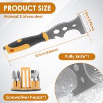 Paint Scraper 16 in 1 Painters Tool Putty knife Drywall Paint Multi-Painter knife Hammer End, Screw Bits Inside for Wood, Paint