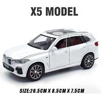 1/24 BMW X5 Alloy Diecast Model SUV Sound & Light Series Children's Toy Kids Gift Birthday Present Trendy Display Ornament balta