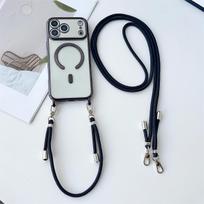 Clear Phone Case for iPhone Air 17 16 15 14 13 12 11 Pro Max Crossbody Lanyard Wrist Strap Magsafe Compatible Magnetic Plating iPhone17 juoda