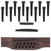 12 String Acoustic Guitar Bridge Bone Saddle and Nut Accessories Gift Portable Professional black