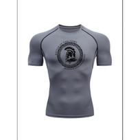 Men'S SpartanWarrior  Battle At The Fort  Print Compression T-Shirt Quick Dry Short Sleeve Gym Workout Tee Greek Pattern Athletic Fitness Training Top S