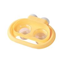 Splash-Proof Parrot Feeder Stain-Resistant Removable Bird Water Food Bowl Non-Tip Hanging Bird Double-Compartment Bowl geltona