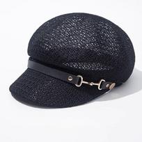 Women Summer Mesh Octagonal Beret Hat Breathable Sun Protection Vintage Knit Newsboy Cap Visor 1 piece pack juoda