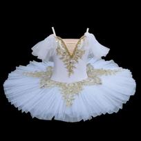 Fashion Sequin Ballet Dress Modern Pearl Ballet Tutu Party Dress Puffy Princess Dress Children 120CM balta