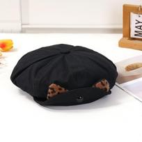 Fashion Cute Cat Ears Beret Hat Casual Versatile Painter Hat Adjustable Flipped Brim Beanie Women juoda