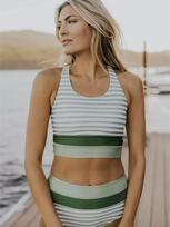 2025 Best-Selling Sexy Striped Bikini Set with Zipper Vest for Women Medium