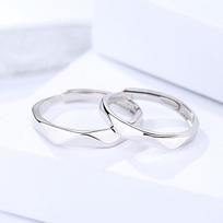 S925 Sterling Silver Rhombus Mobius Couple Rings - Open Design Wedding Jewelry Adjustable Open
