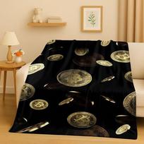 New Rich BTC Bitcoin Circuit Board Art Cartoon Flannel Blanket,Ultra Soft Warm Plush Throw for Home Bedroom Bed Sofa Cover Kids 75x90cm