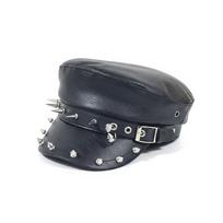 Gothic Black Women's Beret Pu Leather British Style Hip Pop Cap Vintage Rivet Punk Cap Fashion Accessories juoda