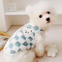 Winter Dog Jacket Pet Dog Costume Chihuahua Bichon Dog Vest Puppy Clothing Cotton Cardigan Dogs Coat Fleece Cat Warm Clothes (Blue,S) mėlyna
