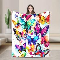Manta de mariposa Hermosa manta de mariposa Franela ultra suave Manta de mariposas coloridas Regalos para adultos 75cmx90cm