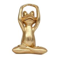 Fashion Set of 3 Gold Frog Figurines 3.7In Modern Design Yoga Decor Resin Spiritual Theme Frog Yoga Statues Gift